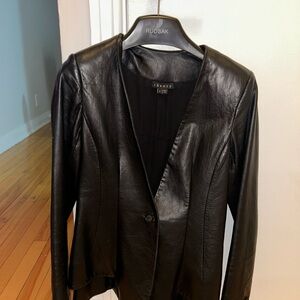 Theory Women's Sleek Black Leather Jacket Keltienna